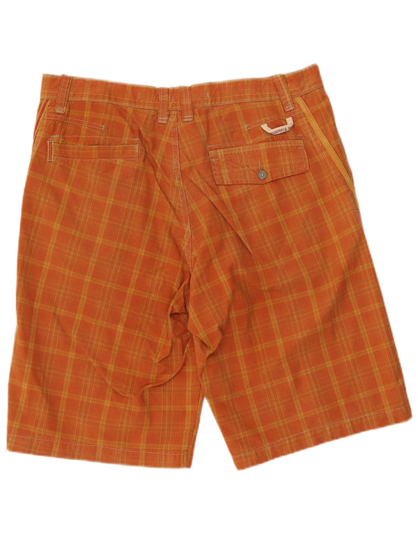 Murphy & Nye Mens Casual Shorts W34 Large Orange Check Cotton
