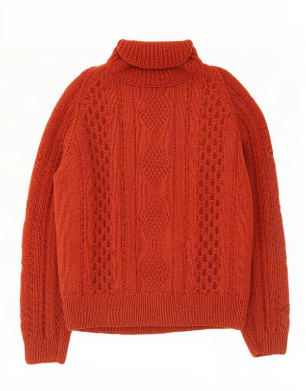 Vintage Womens Roll Neck Jumper Sweater UK 12 Medium Orange