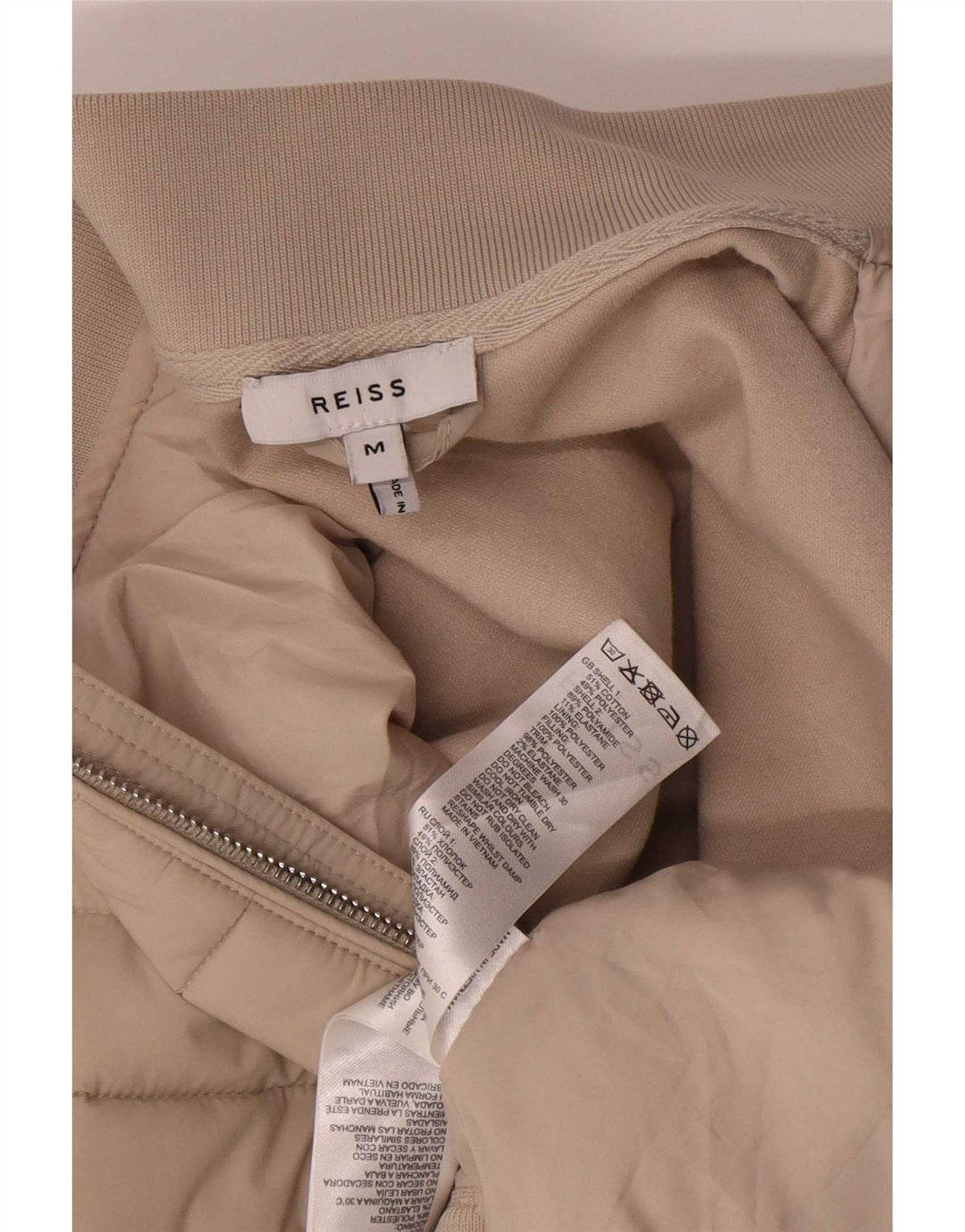 Reiss Mens Padded Tracksuit Top Jacket Medium Beige Cotton