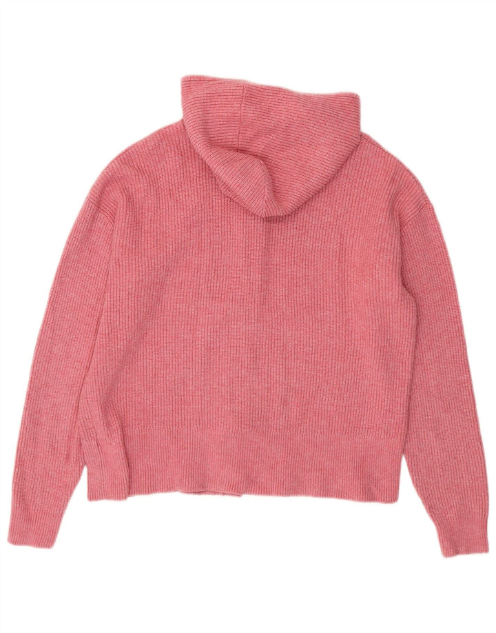 MARKS & SPENCER Womens Hooded Cardigan Sweater UK 16 Large Pink Viscose