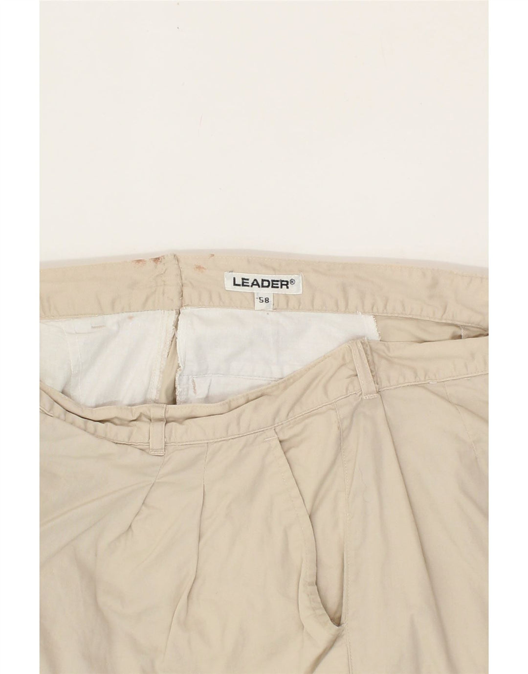 LEADER Mens Pegged Chino Shorts IT 58 4XL W36  Beige Vintage Leader and Second-Hand Leader from Messina Hembry 