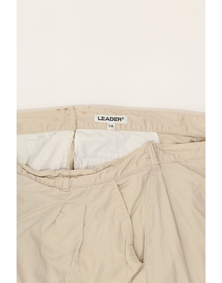 LEADER Mens Pegged Chino Shorts IT 58 4XL W36  Beige Vintage Leader and Second-Hand Leader from Messina Hembry 