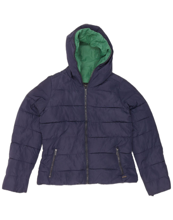 Zara Womens Trafaluc Hooded Padded Jacket UK 16 Large Navy Blue