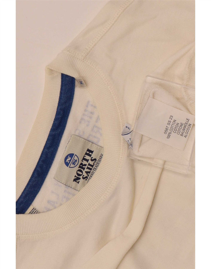 North Sails Mens Graphic Sweatshirt Jumper Medium White Cotton