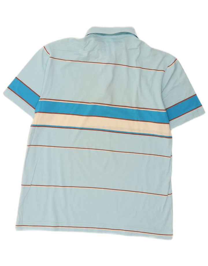 Lacoste Mens Polo Shirt Size 4 Medium Blue Striped Cotton