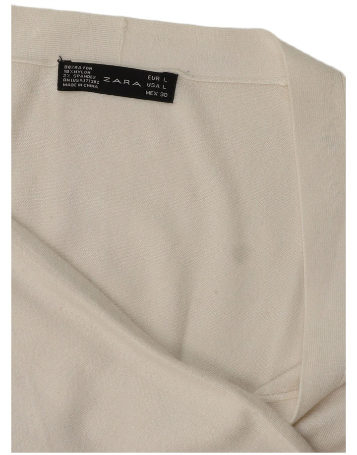 Zara Womens Cardigan Sweater UK 16 Large White Rayon