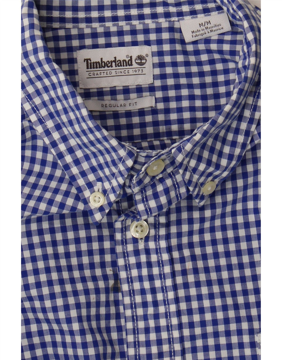 TIMBERLAND Mens Regular Fit Shirt Medium Blue Gingham Cotton Vintage Timberland and Second-Hand Timberland from Messina Hembry 