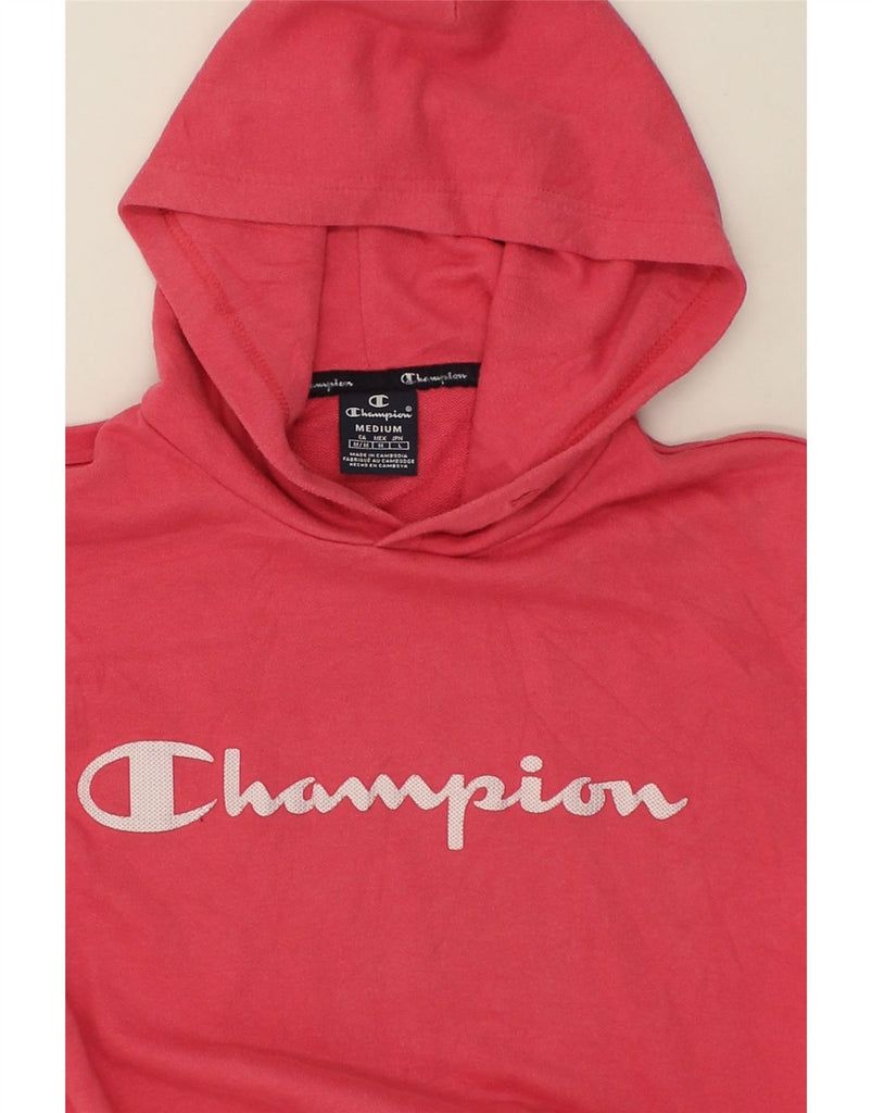 CHAMPION Womens Graphic Hoodie Jumper UK 12 Medium Pink Cotton | Vintage Champion | Thrift | Second-Hand Champion | Used Clothing | Messina Hembry 