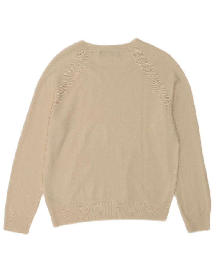 Marks & Spencer Womens Boat Neck Jumper Sweater UK 12 Medium  Beige Acrylic