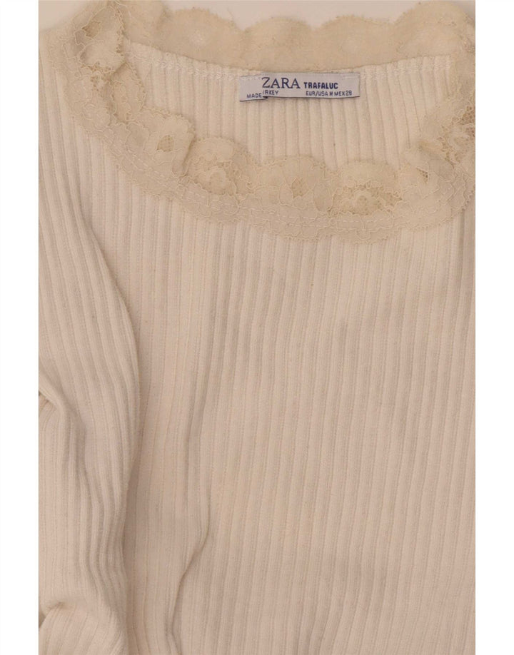 Zara Womens Crop Blouse Top UK 12 Medium White