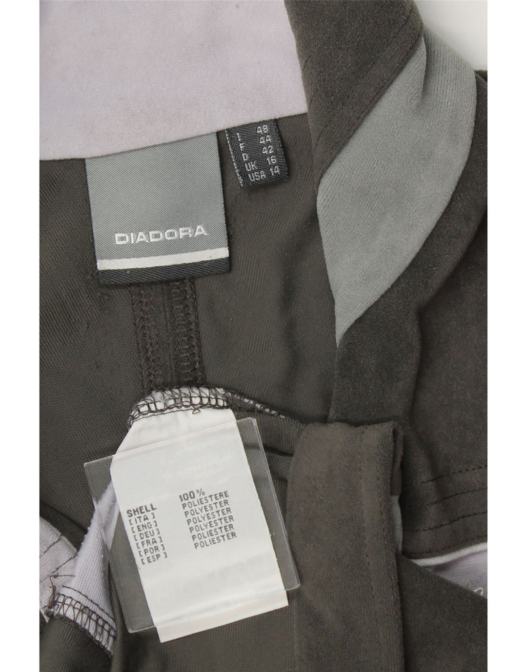 DIADORA Womens Tracksuit Top Jacket UK 16 Large  Grey Colourblock Vintage Diadora and Second-Hand Diadora from Messina Hembry 