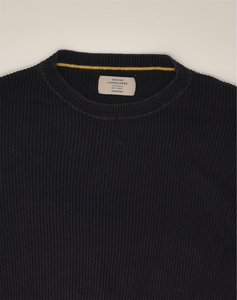 JACK & JONES Mens Crew Neck Jumper Sweater Medium Navy Blue Cotton | Vintage Jack & Jones | Thrift | Second-Hand Jack & Jones | Used Clothing | Messina Hembry 