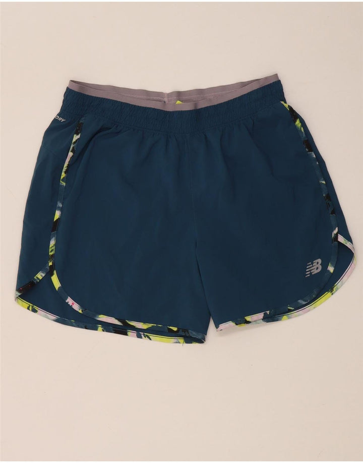 New Balance Womens Graphic Sport Shorts UK 14 Medium  Blue Polyester