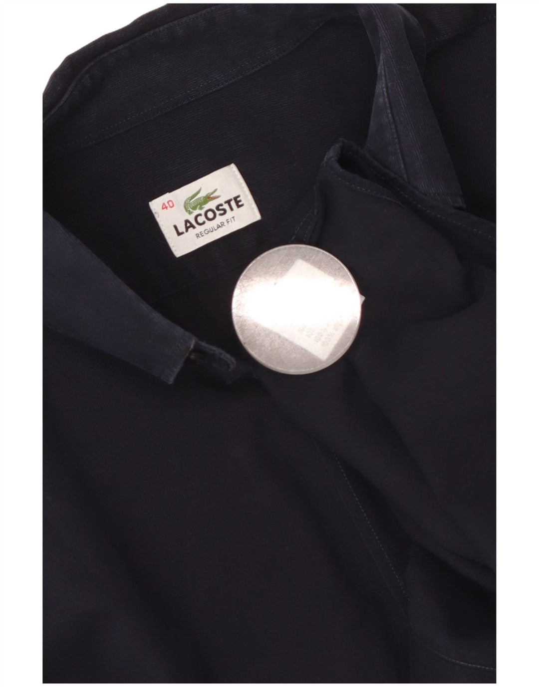LACOSTE Mens Regular Fit Shirt Size 40 Medium Navy Blue Cotton