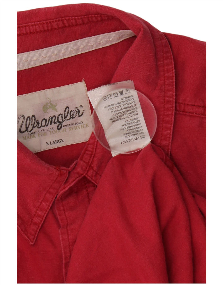 Wrangler Mens Short Sleeve Shirt XL Pink Linen