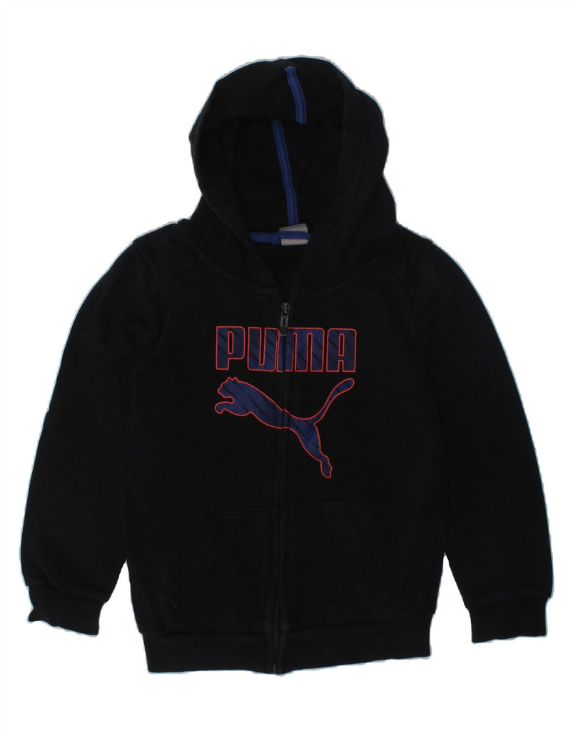 PUMA Boys Graphic Zip Hoodie Sweater 5-6 Years Black Cotton | Vintage Puma | Thrift | Second-Hand Puma | Used Clothing | Messina Hembry 