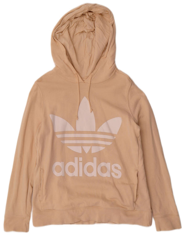 Adidas Womens Graphic Hoodie Jumper UK 12 Mediun Beige Cotton