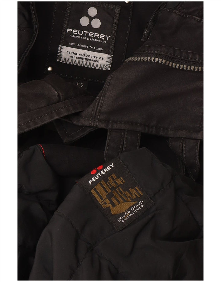 PEUTEREY Mens Hooded Padded Coat EU 52 Large Black