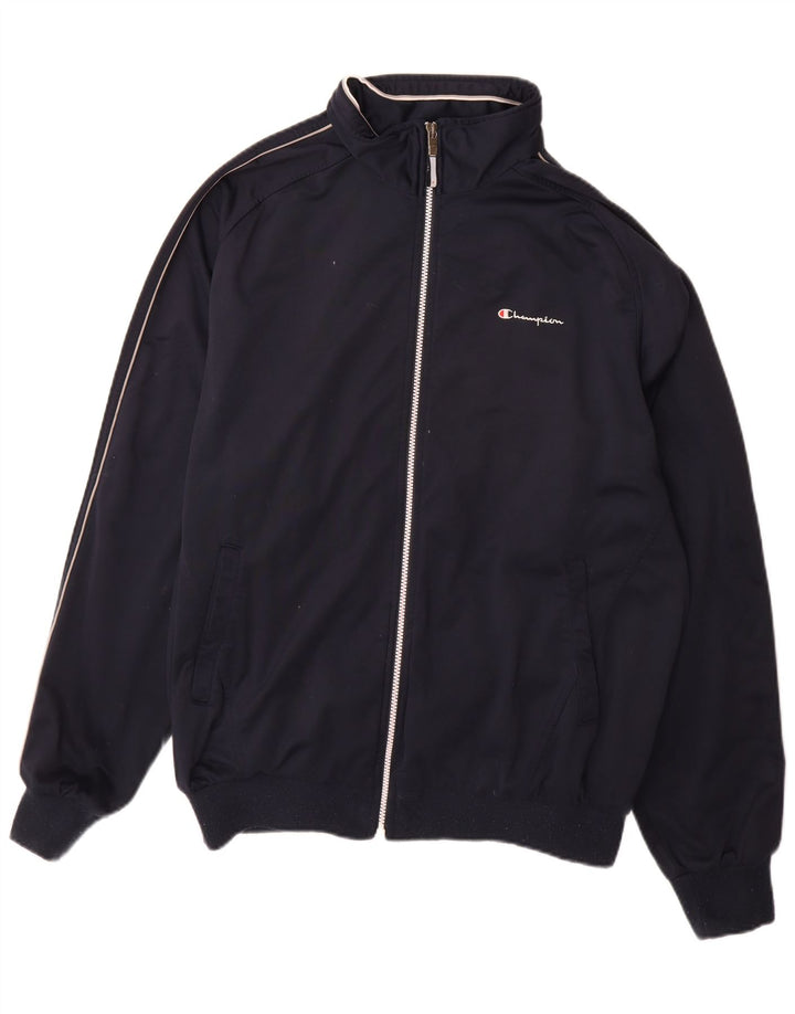 Champion Mens Tracksuit Top Jacket 2XL Navy Blue Colourblock Polyester