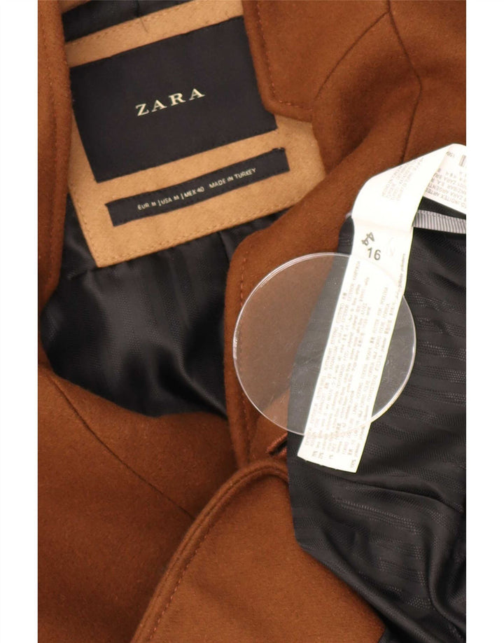 Zara Mens Overcoat UK 38 Medium Beige Wool