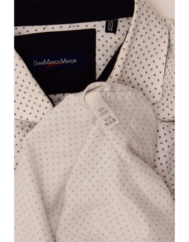Gian Marco Venturi Mens Shirt Size 44 17 1/2 XL White Spotted Cotton