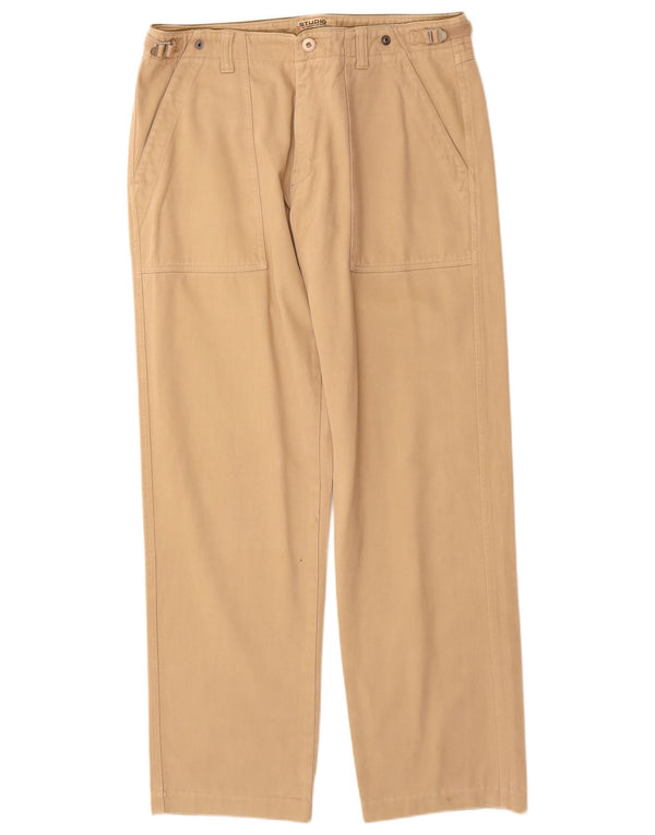 CONBIPEL Mens Straight Chino Trousers IT 50 Large W32 L31 Beige Cotton