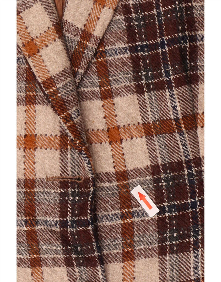 J.C.Twidd Womens 2 Button Blazer Jacket IT 46 Large Brown Plaid Classic