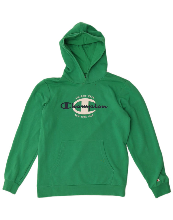 Champion Boys Graphic Hoodie Jumper 15-16 Years 2XL Green Cotton