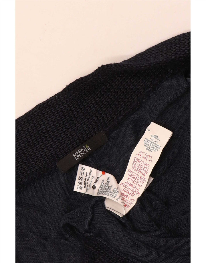 Marks & Spencer Womens Poncho Jumper UK 14 Medium Navy Blue Colourblock