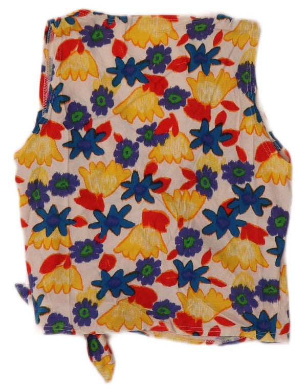 Colmar Womens Wrap Crop Top UK 14 Large Multicoloured Floral Cotton