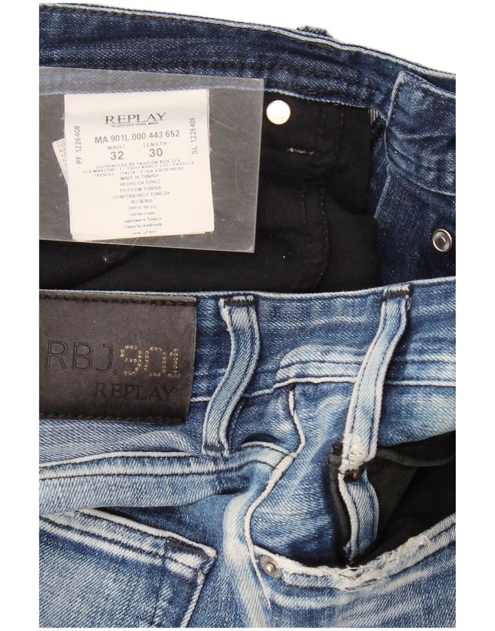 REPLAY Mens Slim Jeans W32 L30 Blue Cotton
