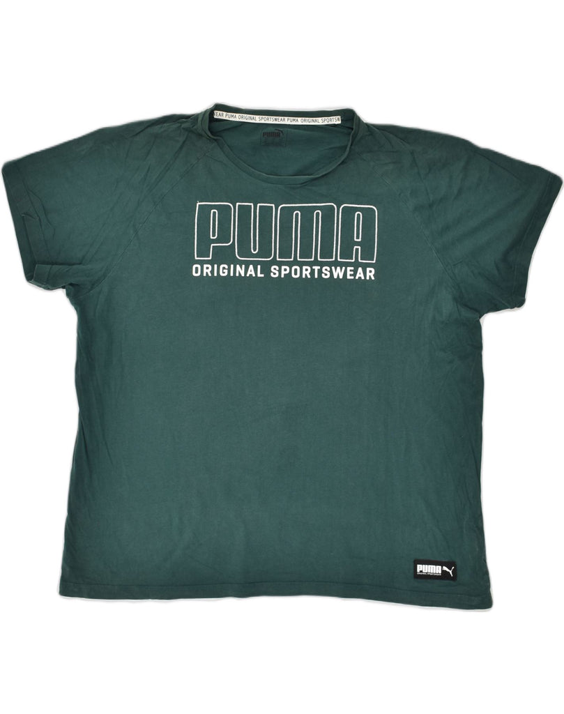 PUMA Mens Graphic T-Shirt Top 2XL Green Cotton | Vintage Puma | Thrift | Second-Hand Puma | Used Clothing | Messina Hembry 