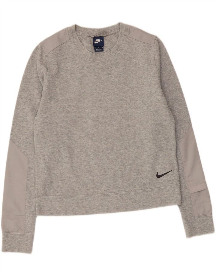 Nike Womens Sweatshirt Jumper UK 14 Medium Grey Cotton