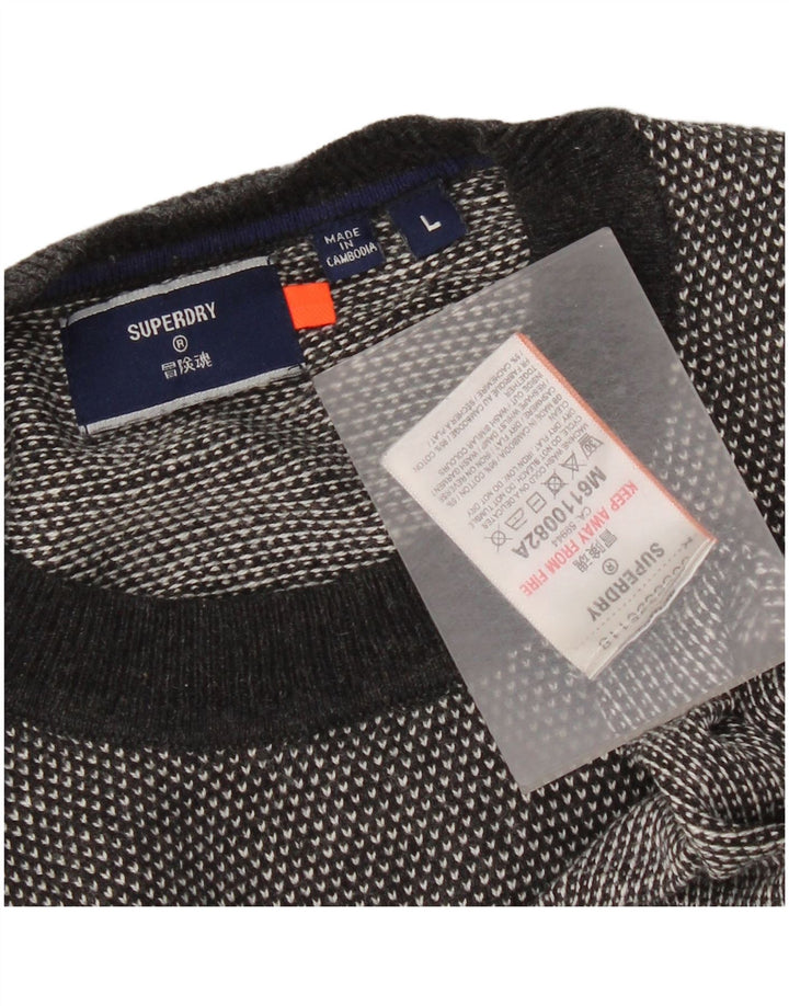 Superdry Mens Crew Neck Jumper Sweater Large Grey Flecked Cotton