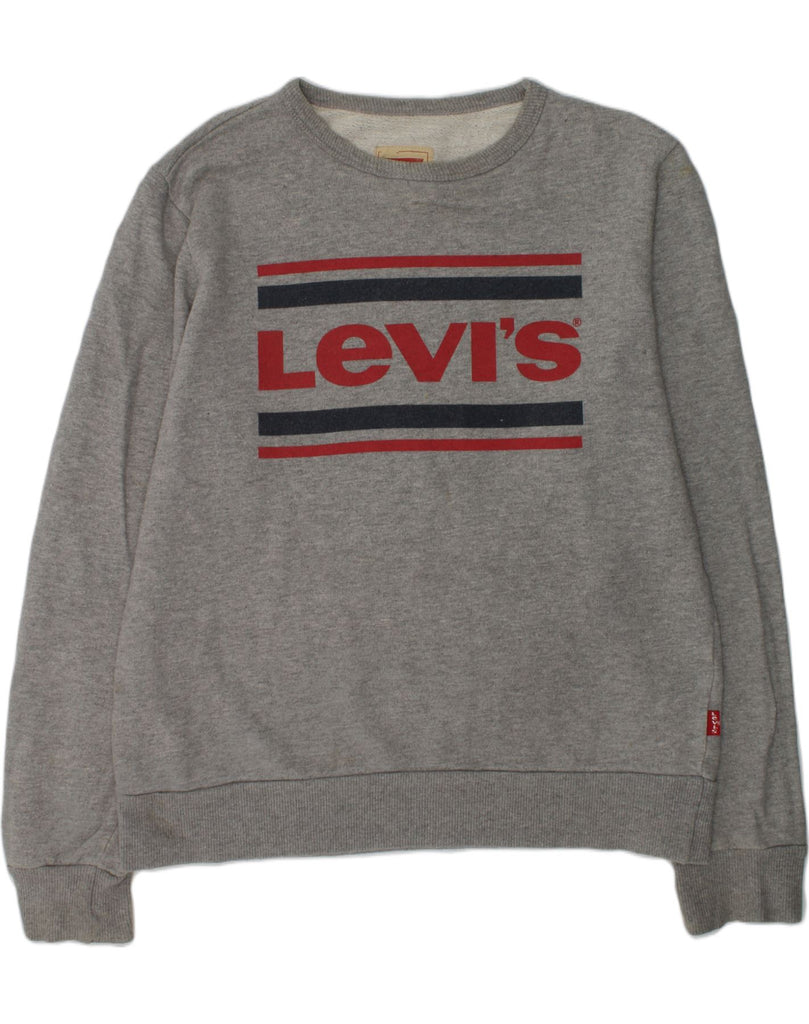 LEVI'S Boys Graphic Sweatshirt Jumper 13-14 Years Grey | Vintage Levi's | Thrift | Second-Hand Levi's | Used Clothing | Messina Hembry 