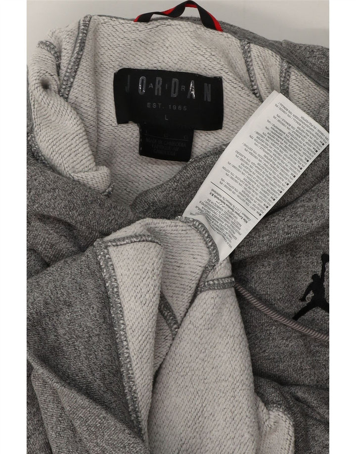 Jordan Mens Hoodie Jumper Large Grey Flecked Cotton