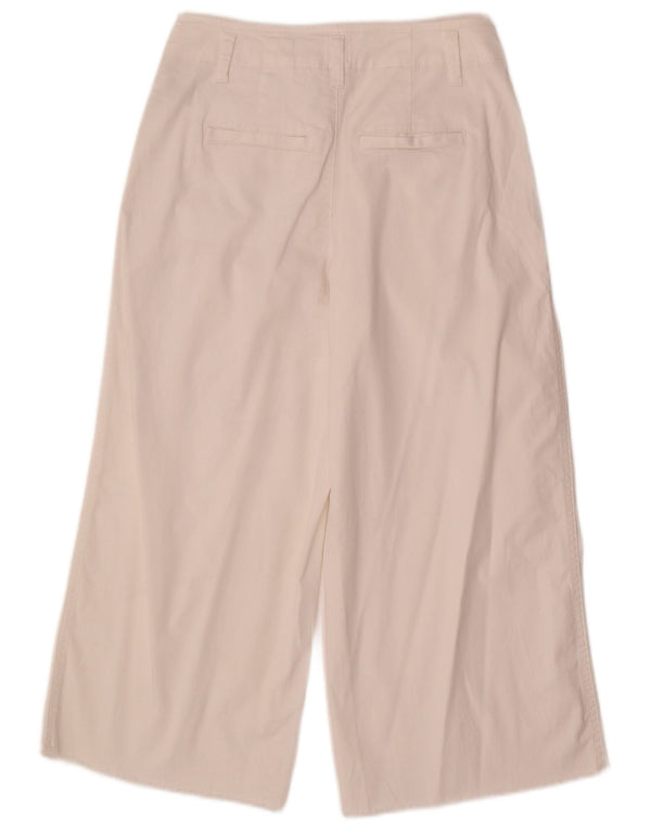 Gap Womens High Waist Wide Leg Cropped Trousers W32 L22 White Cotton