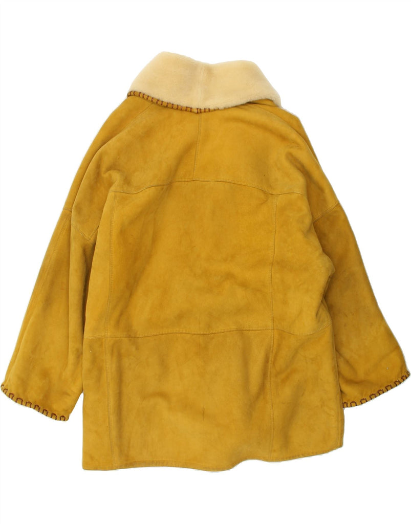 RUFF0 Womens Oversized Shearling Coat IT 42 Medium Yellow Leather | Vintage RUFF0 | Thrift | Second-Hand RUFF0 | Used Clothing | Messina Hembry 