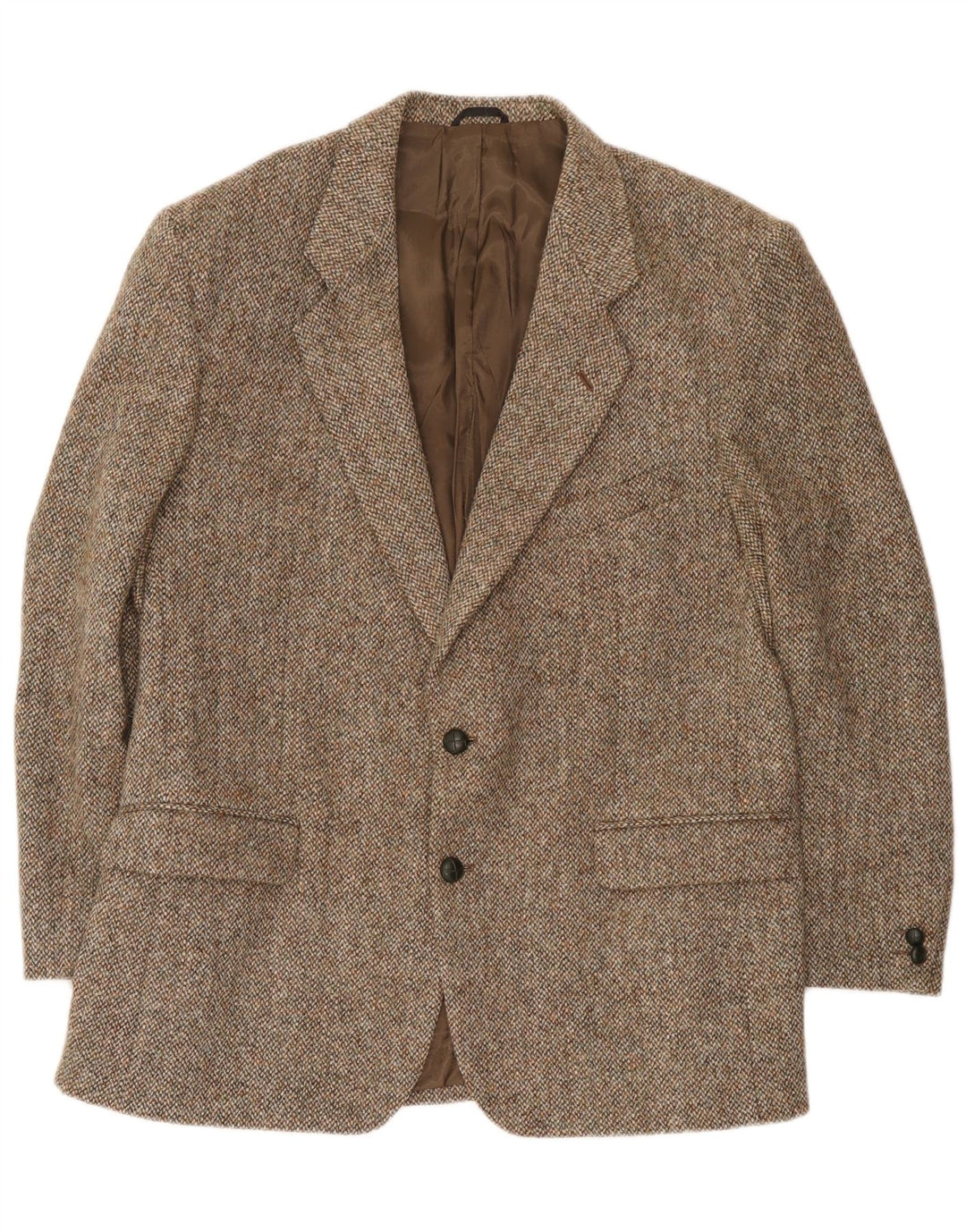 Harris Tweed Mens 2 Button Blazer Jacket UK 44 XL Brown Wool