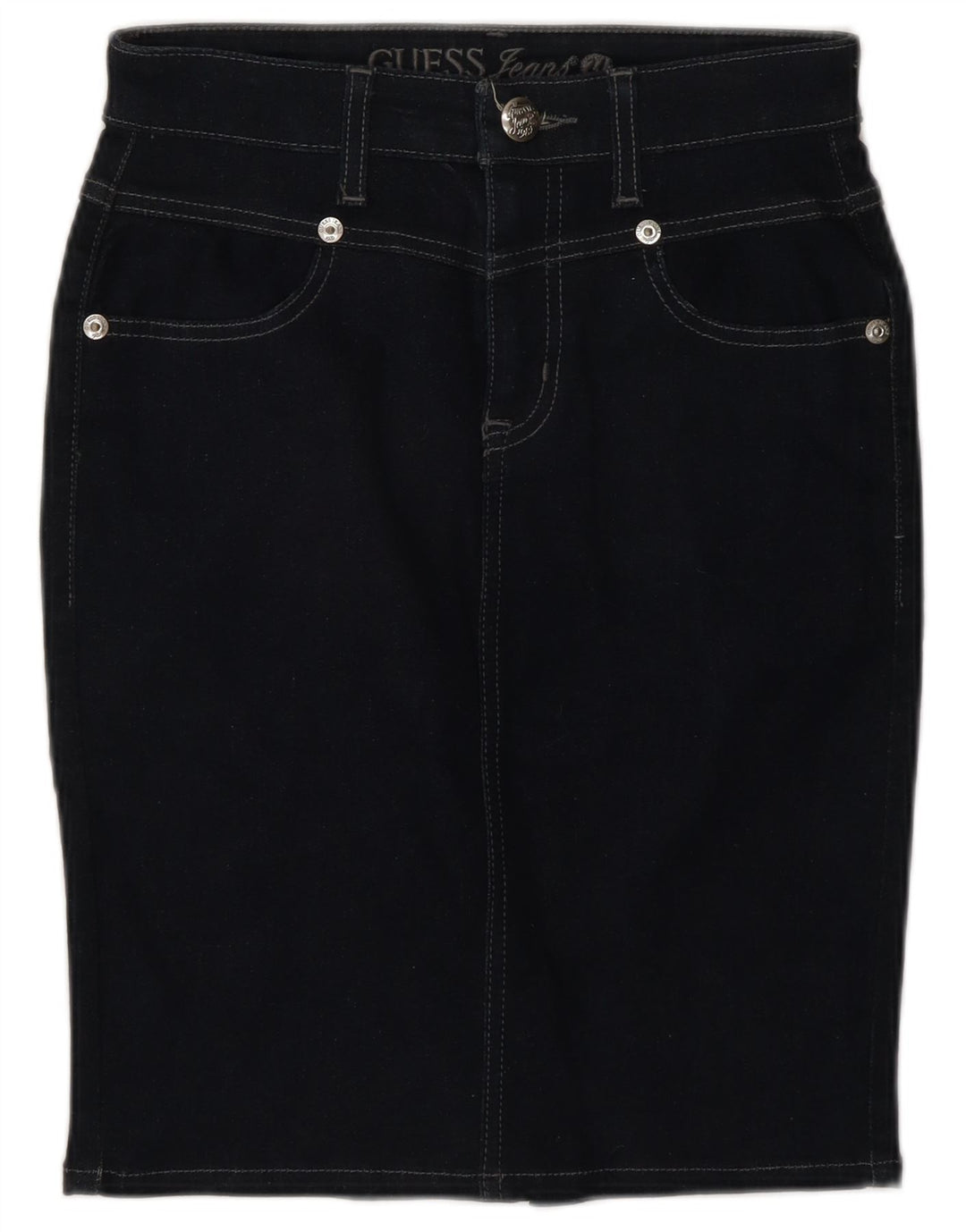 Guess Womens Denim Skirt W28 Medium Navy Blue Cotton