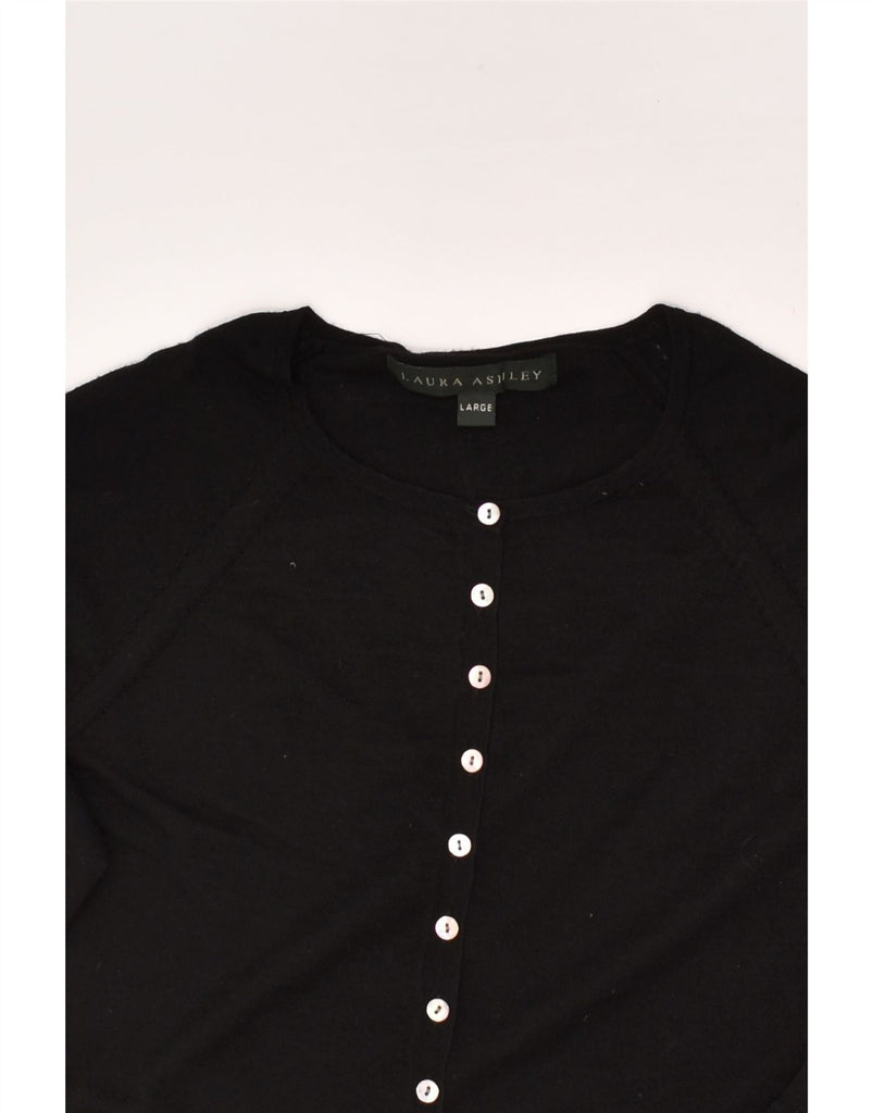 LAURA ASHLEY Womens Cardigan Sweater UK 14 Large Black Wool | Vintage Laura Ashley | Thrift | Second-Hand Laura Ashley | Used Clothing | Messina Hembry 