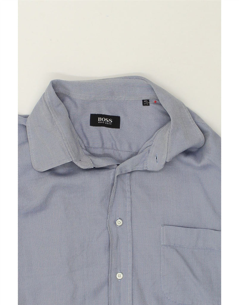 HUGO BOSS Mens Shirt Size 17 1/2 45 XL Blue Cotton | Vintage Hugo Boss | Thrift | Second-Hand Hugo Boss | Used Clothing | Messina Hembry 