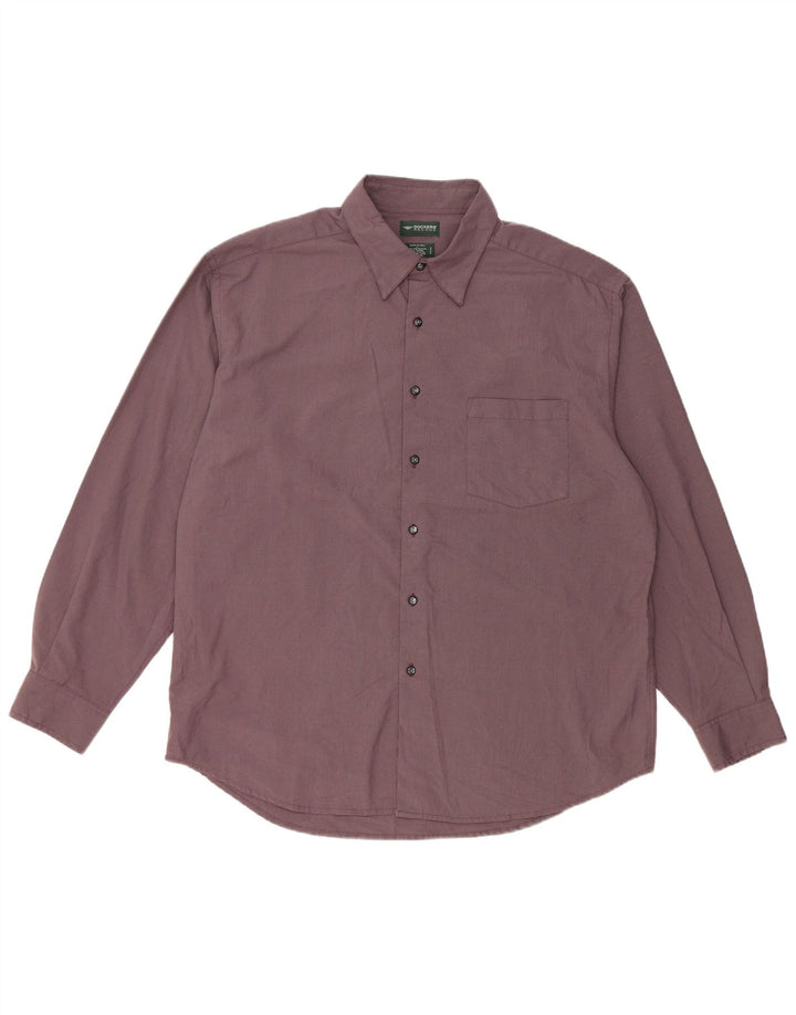 DOCKERS Mens Flannel Shirt Large Purple Houndstooth Polyester
