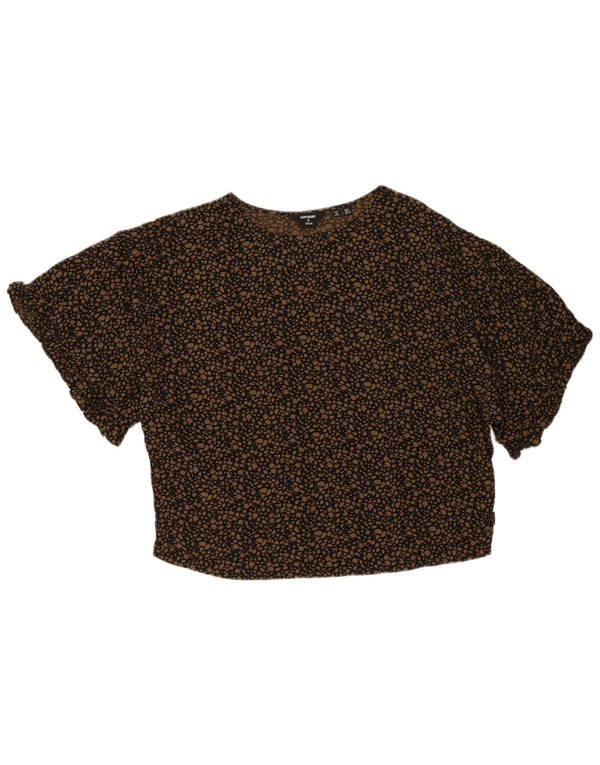 Superdry Womens Oversized Blouse Top UK 8 Small Khaki Animal Print Cotton