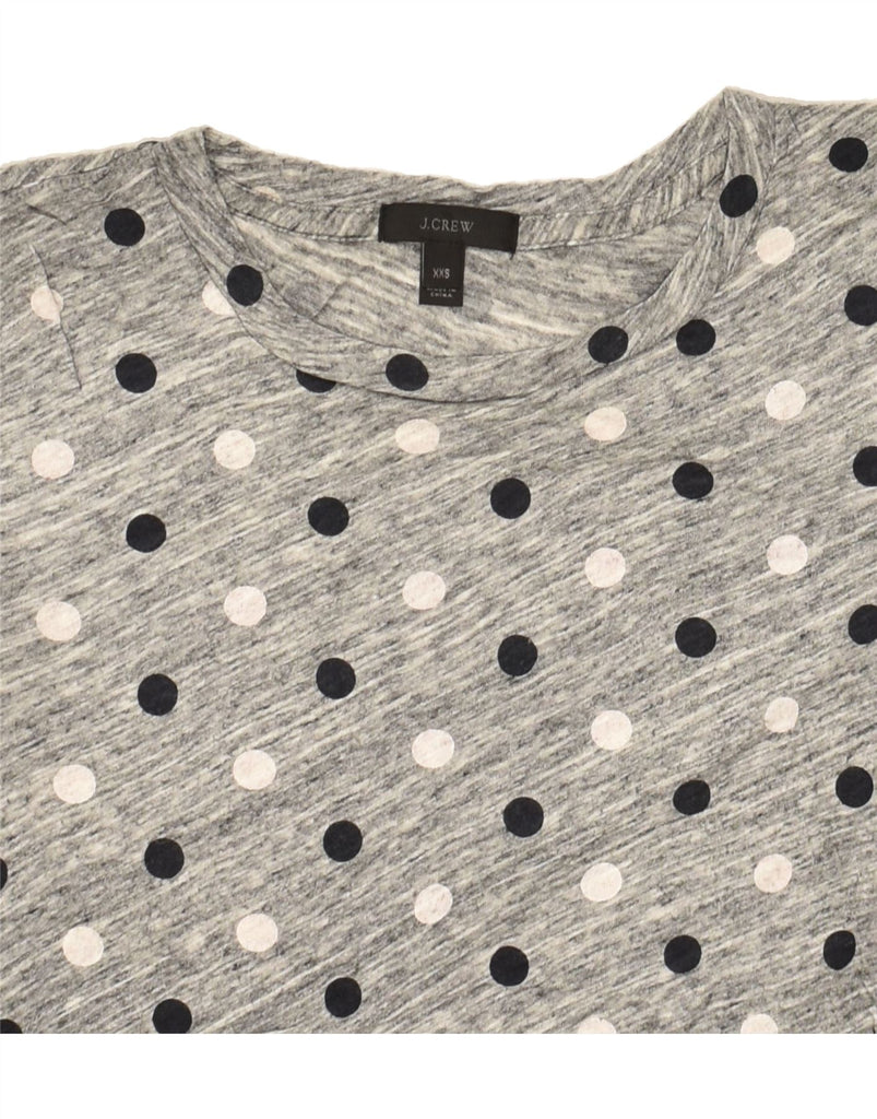 J. CREW Womens T-Shirt Top UK 2 2XS Grey Polka Dot Cotton | Vintage J. Crew | Thrift | Second-Hand J. Crew | Used Clothing | Messina Hembry 