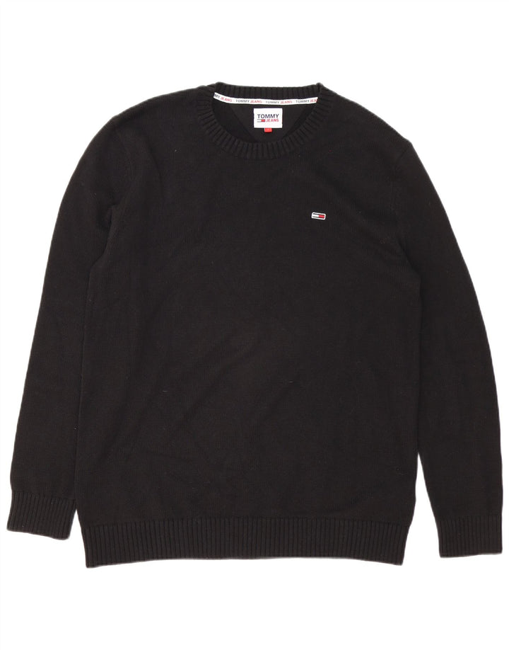 Tommy Hilfiger Mens Crew Neck Jumper Sweater Large Black Cotton