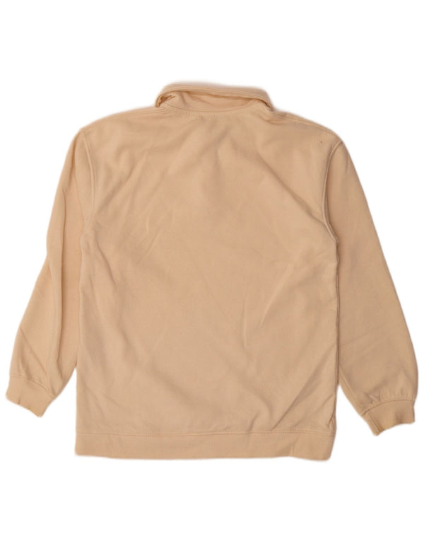 Zara Womens Polo Neck Sweatshirt Jumper UK 10 Small Beige Cotton