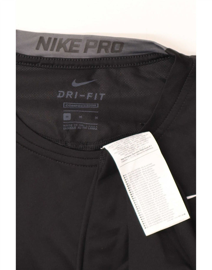 Nike Mens Compression T-Shirt Top Medium Black Polyester Sports