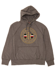 TOMMY HILFIGER Mens Graphic Hoodie Jumper Large Grey Cotton