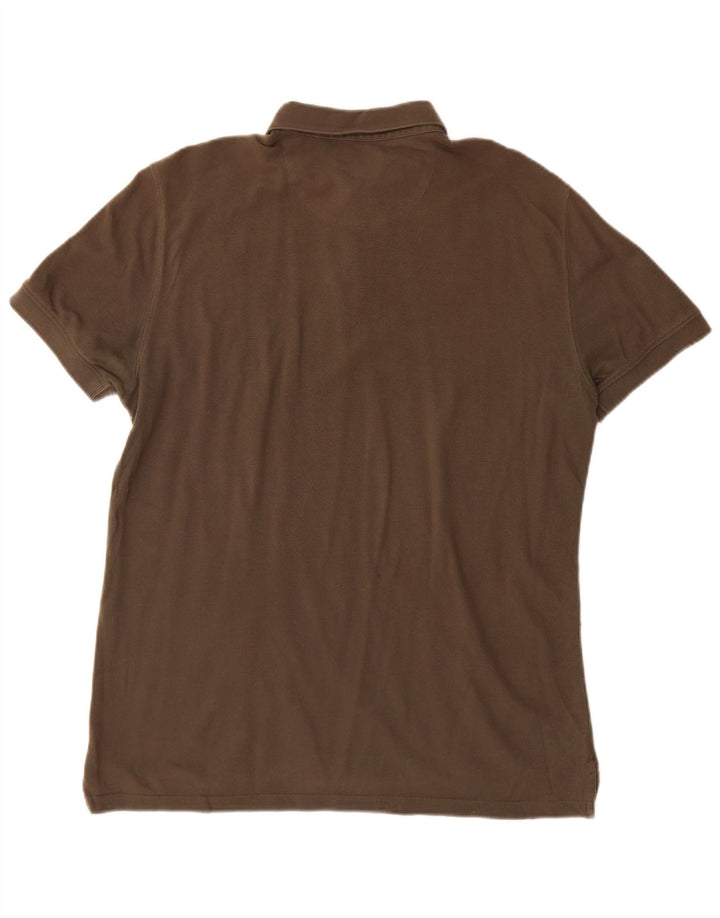 Massimo Dutti Mens Polo Shirt Large Khaki Spotted